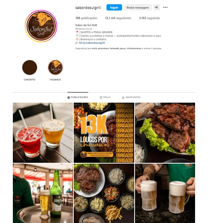 Instagram do Sabor do Sul Grill